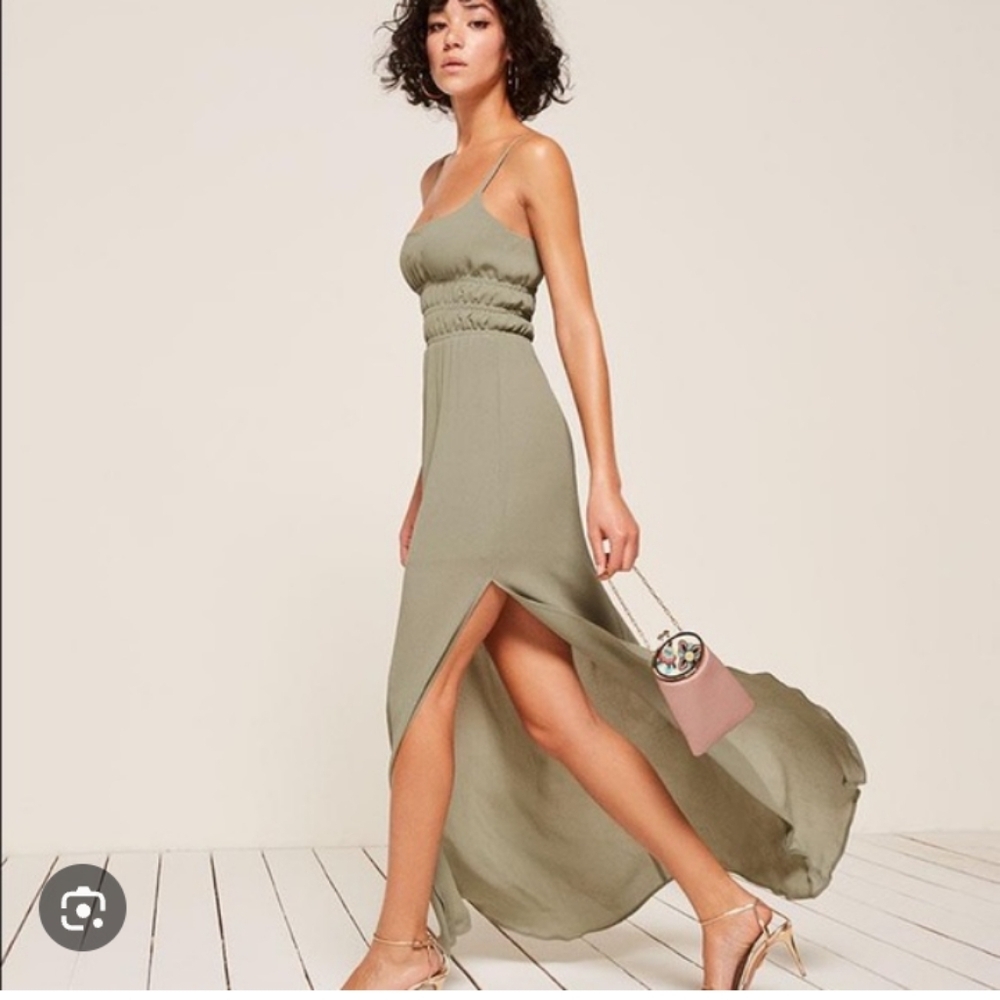 Reformation The Tudor Green Maxi Formal Party Cocktail Dress XL‎